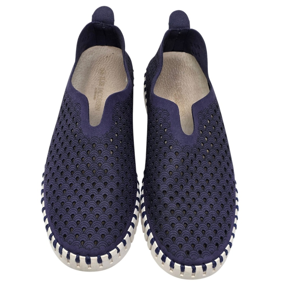 Ilse Jacobsen Tulip Navy Blue Perforated‎ Slip On Sneakers Women Size 39/ 9US - Picture 3 of 10